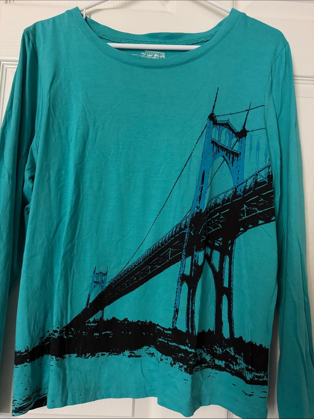 Sahalie Teal Long-Sleeve “Saturday Market Tee”